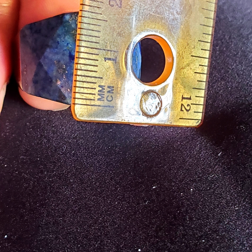 Hand Carved Multifaceted Lapis Lazuli Stainless steel ring 40ctw - Picture 7 of 9